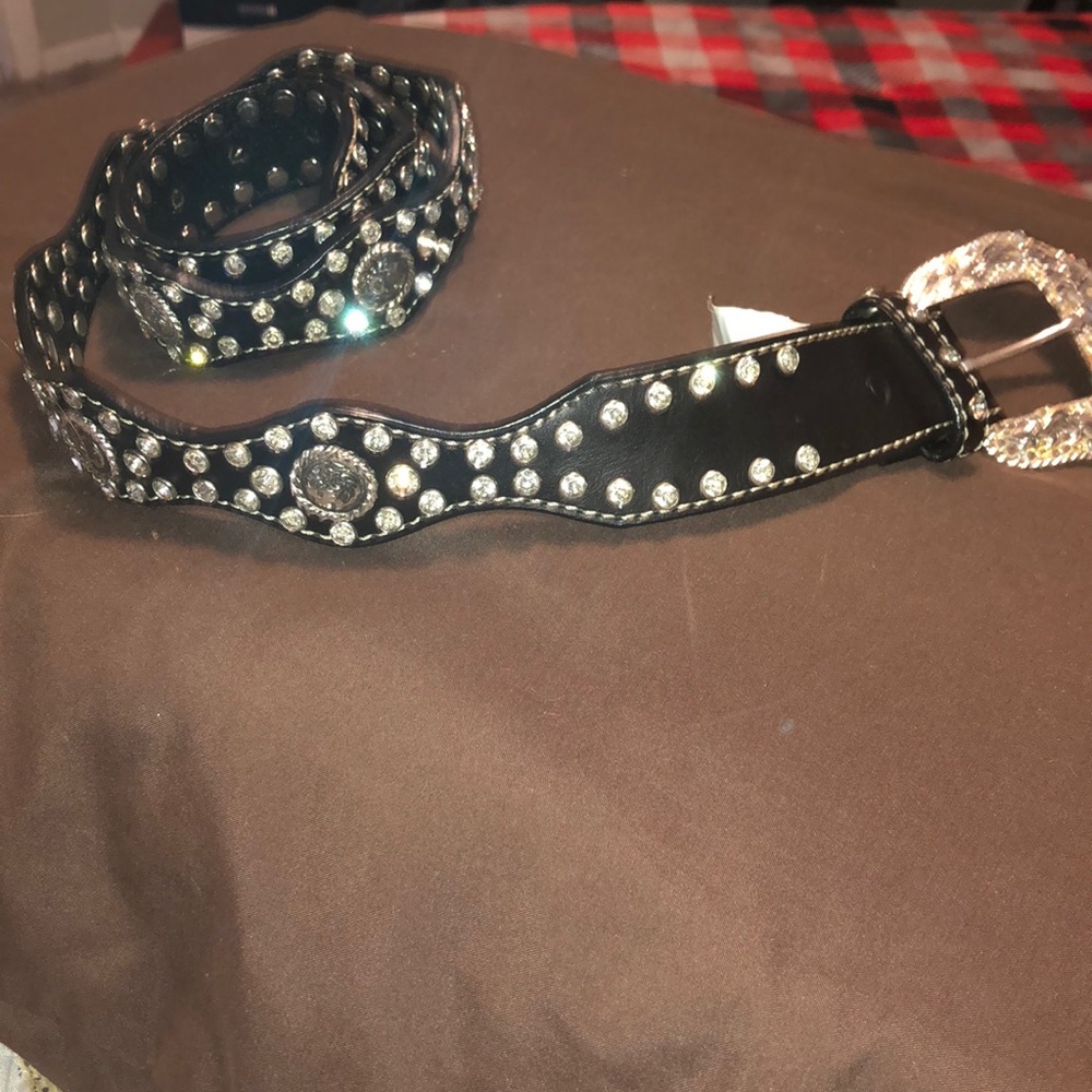 Nocona Black XL belt with bling